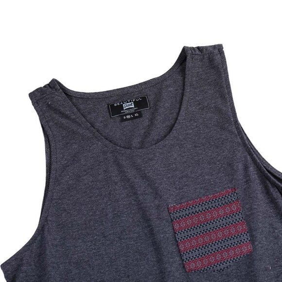 Men's Solid Color Sleeveless Tank Top with Pocket for Everyday Style Size M - Picture 2 of 5